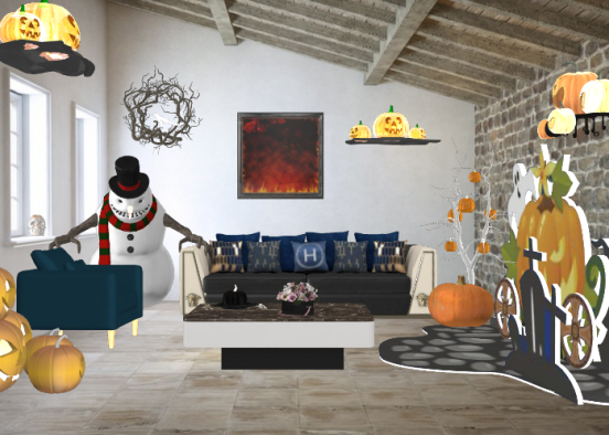 Halloween living room  Design Rendering