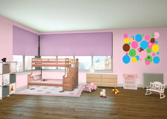Pink kids room! Design Rendering