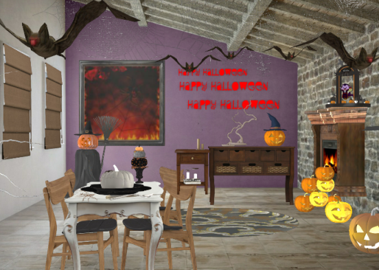 Halloween party, Halloween indoor decor ideas, home for Halloween Design Rendering