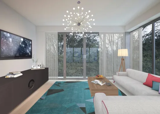 Grayish Living Room Design Rendering