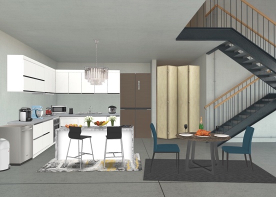 kitchen and dining area Design Rendering