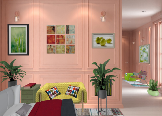 Colourful bedroom Design Rendering