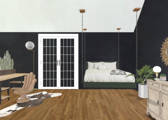 Contrast Bedroom Design Rendering