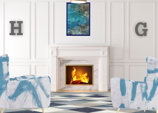 Blue With Fireplace  Design Rendering