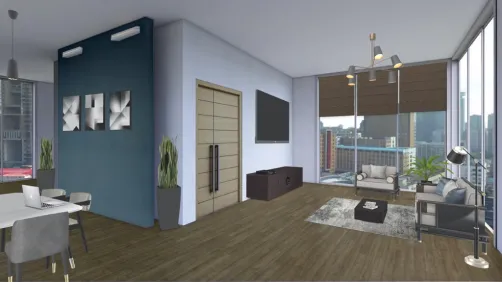 sala de apartamento moderno-clásico 