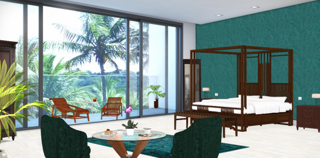 Tropical holiday bedroom