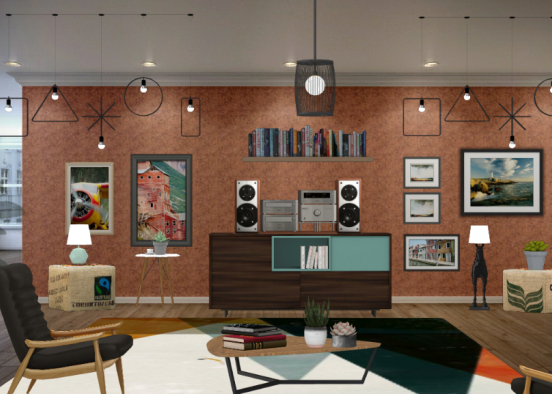 Eclectic Living Area Design Rendering