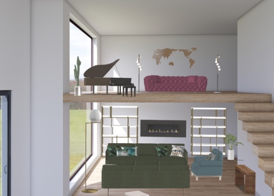 soggiorno con soppalco #livingroom  Design Rendering