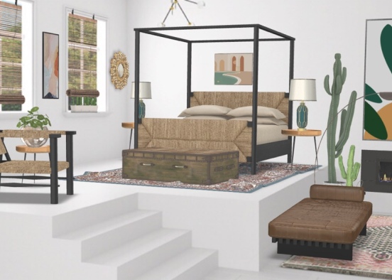 Minimalistic Moroccan Bedroom  Design Rendering