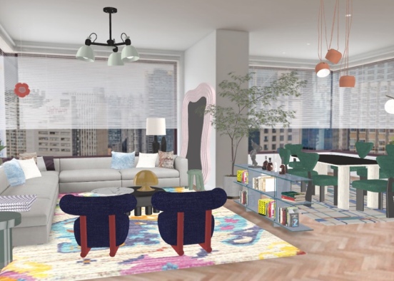 Artsy New York Apartment  Design Rendering