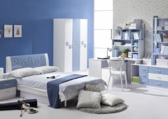 chambre et fais très bleu 💍 Design Rendering