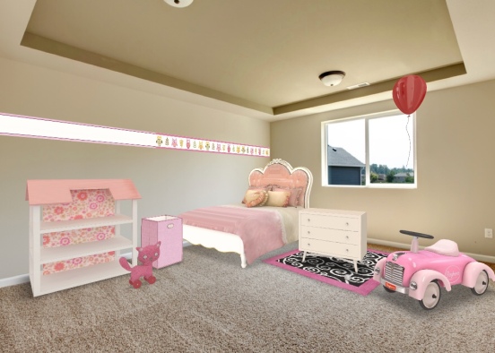 #PinkKidsBedroom Design Rendering