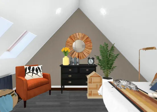 Attic Bedroom Design Rendering
