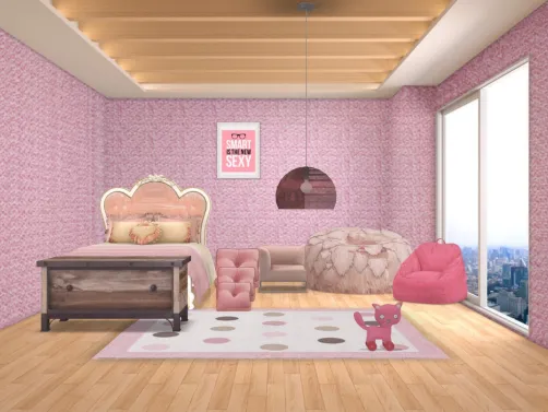 girls pink bed room