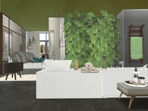 Um  quarto luxuoso com banheiro