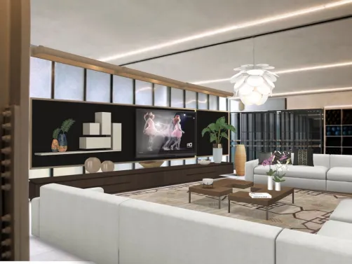 Um outro conceito de Sala de Cinema. Linhas e decoração mais leves e sóbrias.