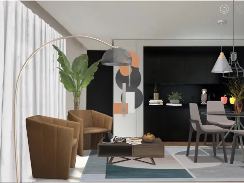 Pequeno apartamento de um jovem estudante,com uma palheta de cores escuras e neutras . Moderno e pequeno mas aconchegante. Os móveis foram.