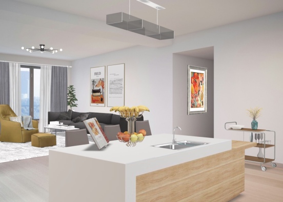 Apartment Living-Dining Area Design Rendering