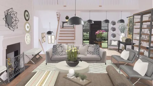 La Elegant and Rustic Eclectic Living Room