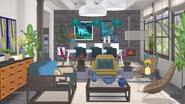 Colourful MidCentury Living Area