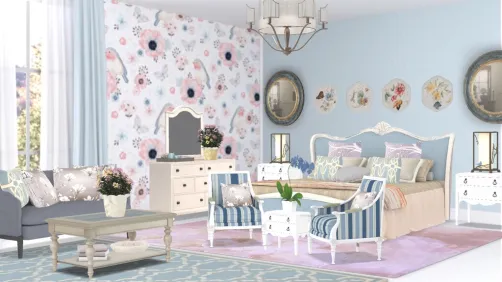 Blue and Pink Shabby Chic Bedroom 