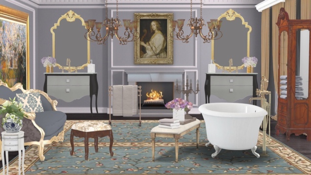 Elegant French Chateau Bathroom.