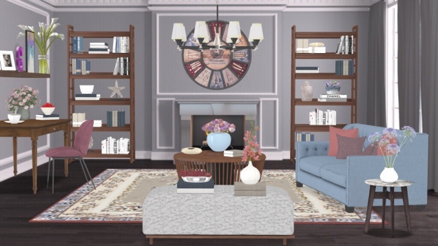 The Purple and Neutral Tone Book Room.