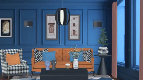 The Orange, Blue and Black Minimalist Room.