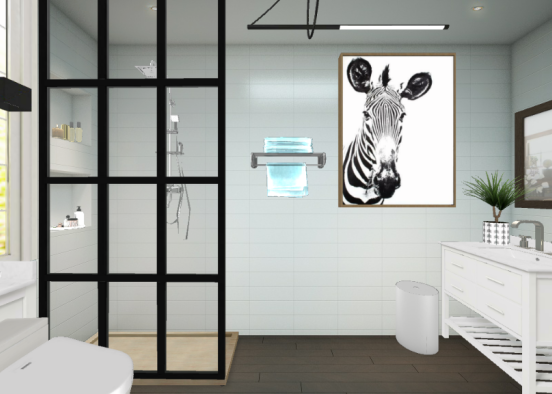 White Bathroom  Design Rendering