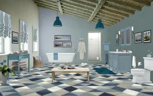 Blue Country bathroom