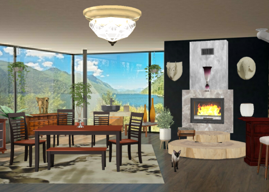 Mountain View Cabin - dinning room - Design Rendering