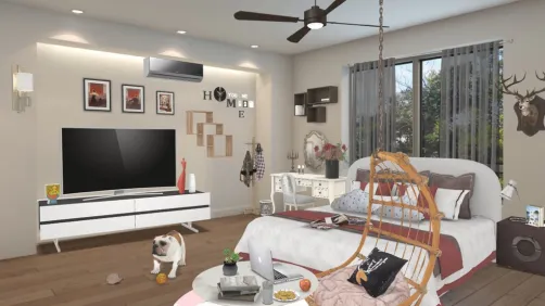 The bedroom is designed to my liking