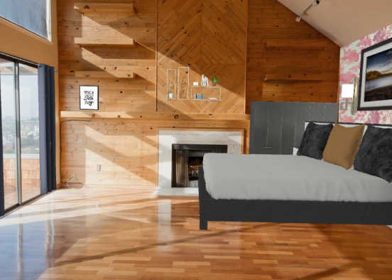 Wooden bedroom  Design Rendering