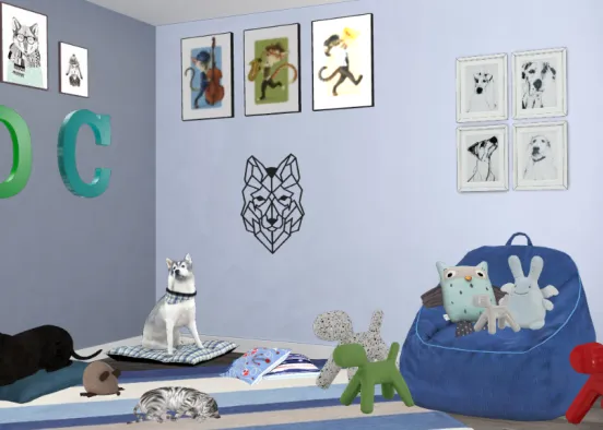 Blue Pet Room Design Rendering