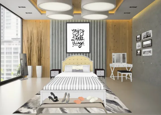 Yellow Bedroom For Women Design Rendering
