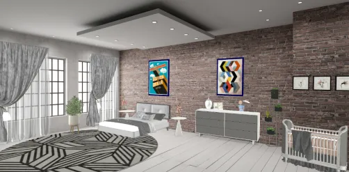 Quarto com um berço 