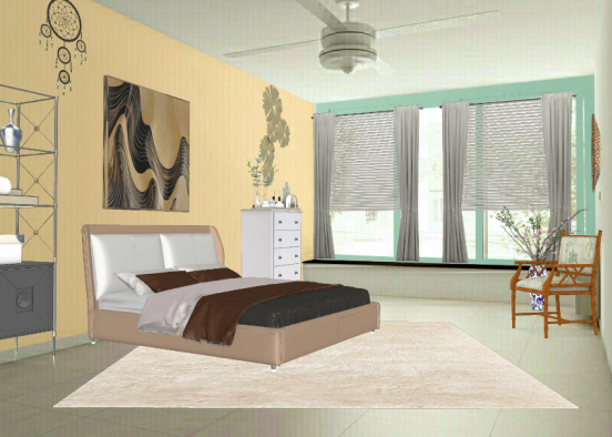 Schlafzimmer mit goldenen Details Design Rendering