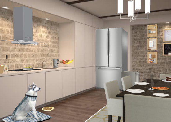 Kitchen and dining room  Design Rendering