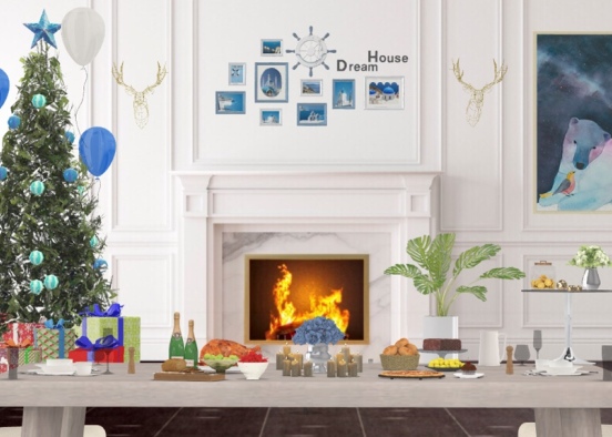 blue and white christmas Design Rendering