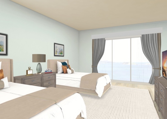 beach house bedroom Design Rendering
