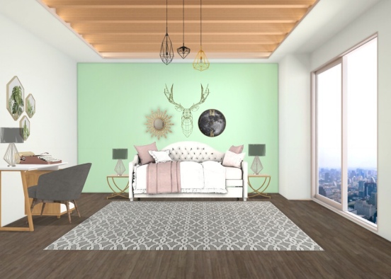 Trendy Tropic Bedroom  Design Rendering