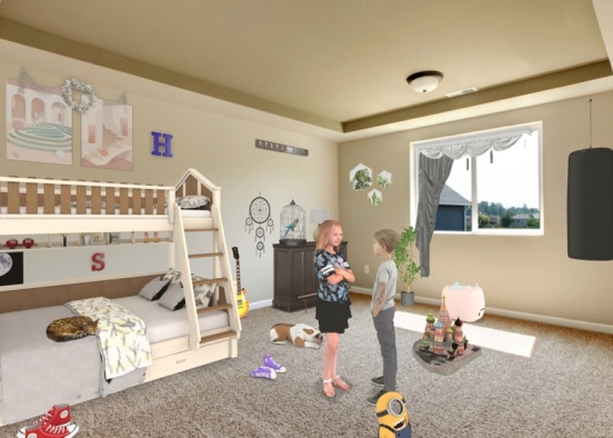 brother and sister have to share a room Design Rendering