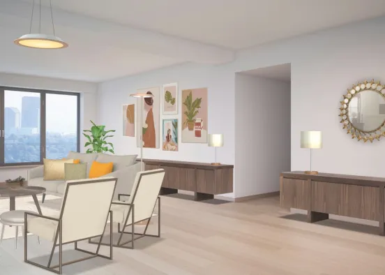 Scandinavian Modern Cozy Livingroom Design Rendering