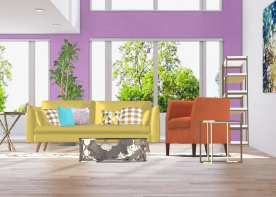 Colorful bright living room Design Rendering
