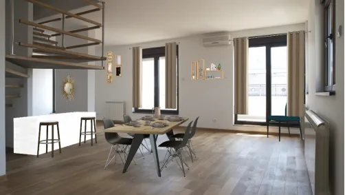 Salle a manger avec un bar