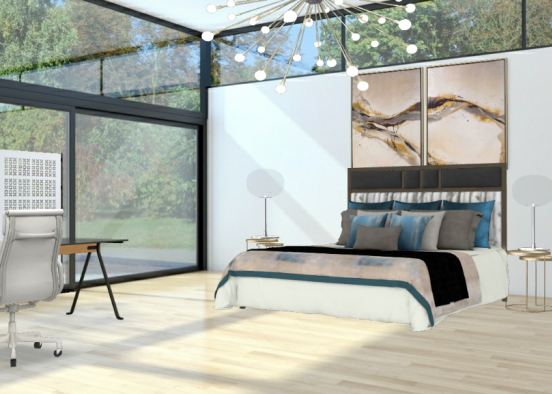 Gold and white room  Design Rendering