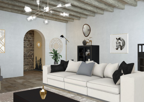 Simple clean  living room Design Rendering