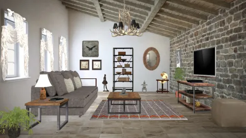 Rustic style modern living room