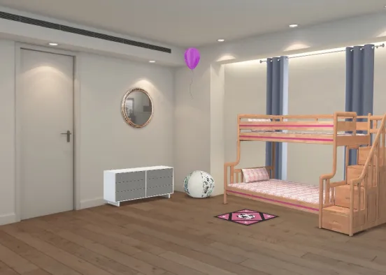 twin girl room next I am going to be making a boy room  Design Rendering