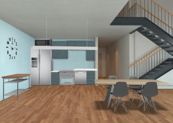 modern blue kitchen 2 Design Rendering